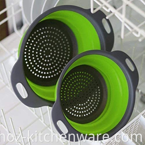 collapsible round colander 2sizes of silicone foldable strainer